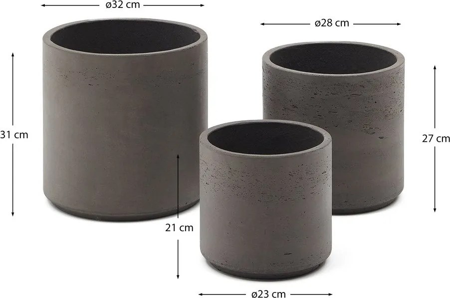 Obaly na kvetináče z cementu v súprave 3 ks ø 32 cm Sintina – Kave Home