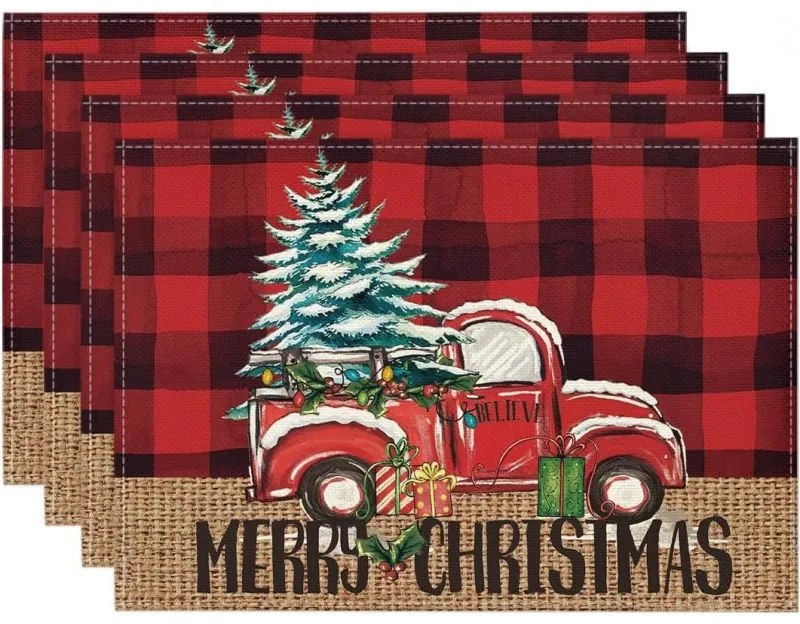 Vianočné prestieranie na stôl MERRY CHRISTMAS 30x45 cm, červené