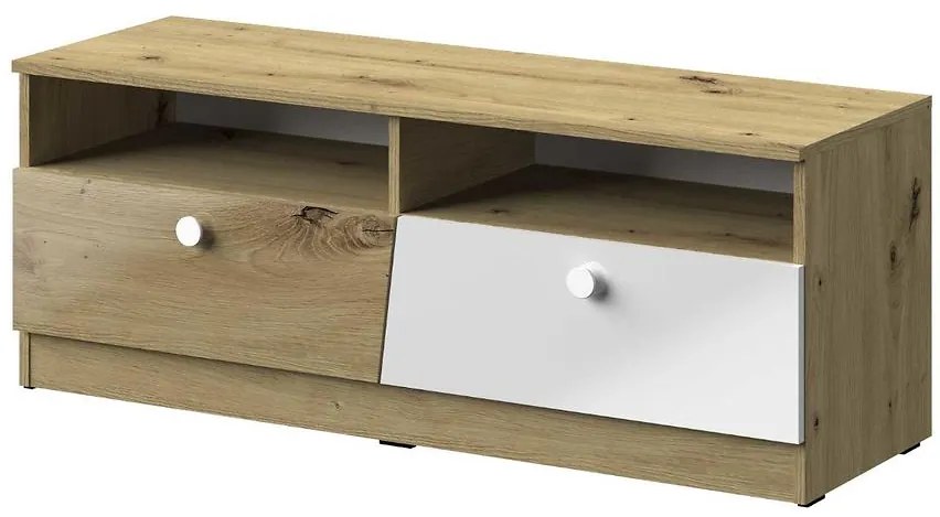 TV stolík Nero 08  dve zásuvky  – Biely Lesk