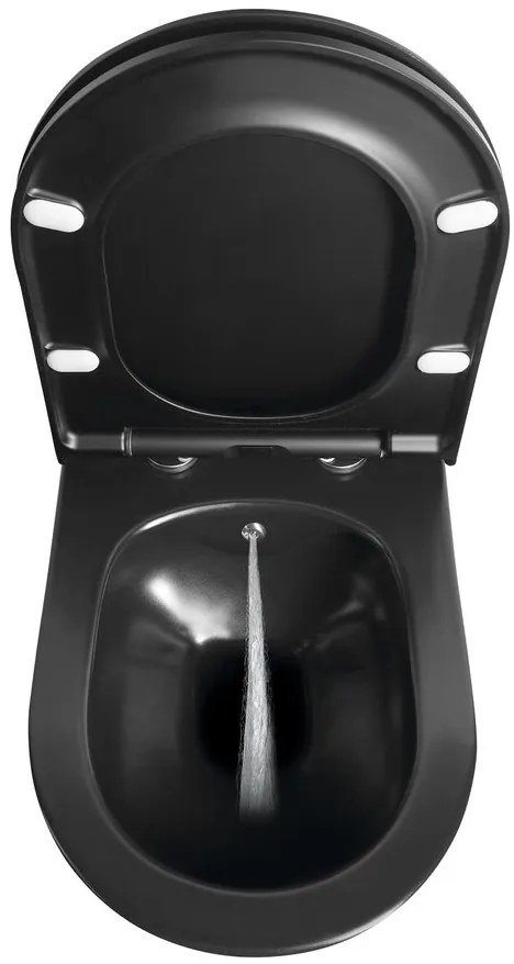 Sapho, AVVA závesná WC misa s bidet. spŕškou, Rimless, 35,5x53 cm, čierny matny