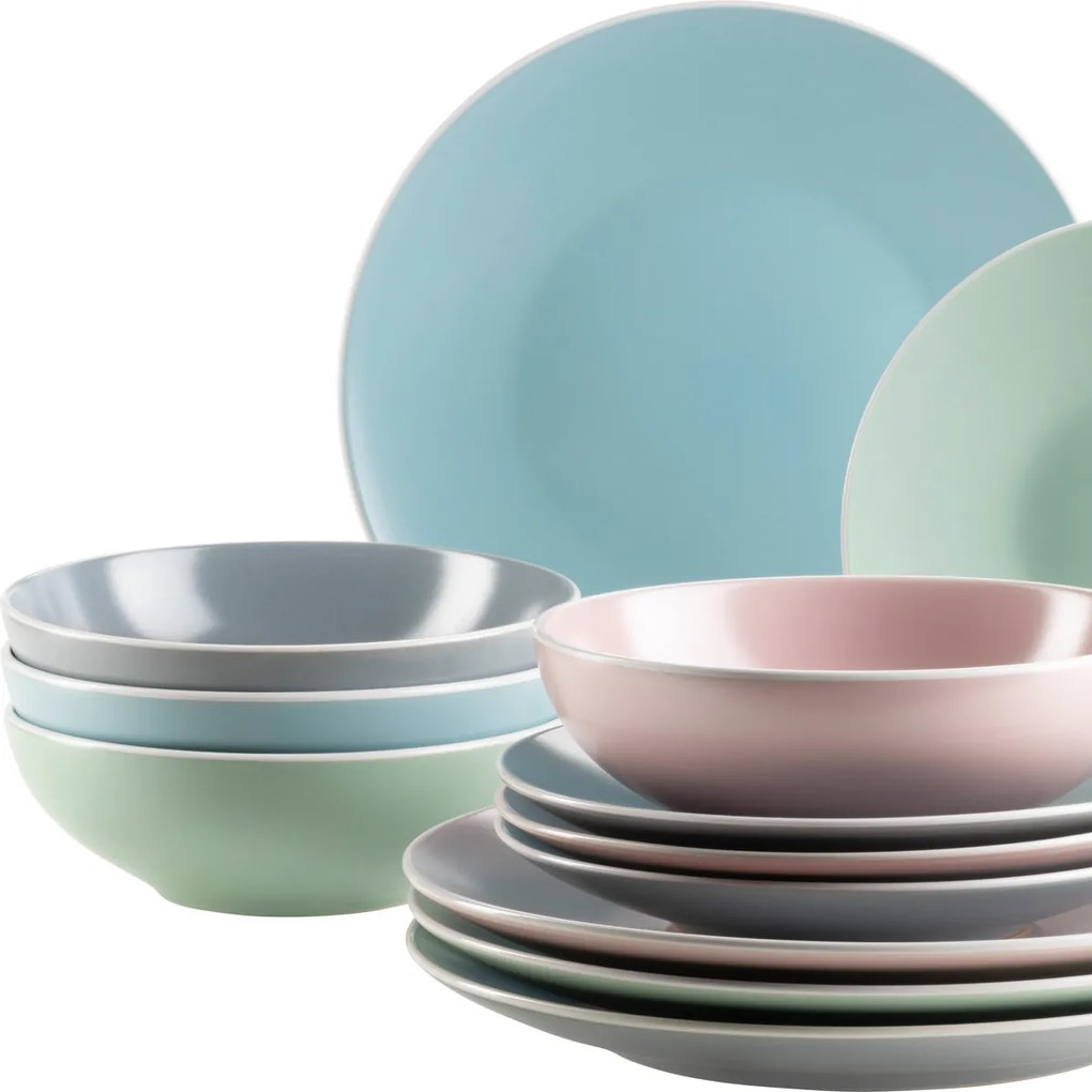 Mäser Jedálenská súprava riadu 16 ks ELISSA II – mix farieb mat