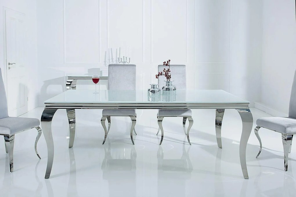 Jedálenský stôl Rococo 180 cm biela / strieborná - Skladom na SK