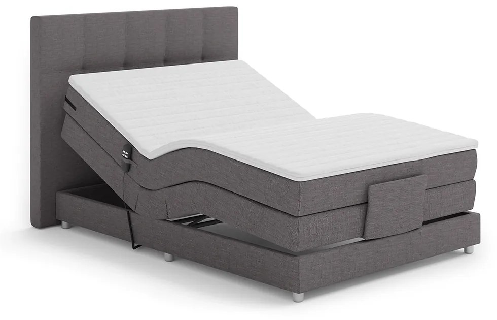 Elektrická polohovacia posteľ, boxspring, sivá, 120x200, MURKO NEW