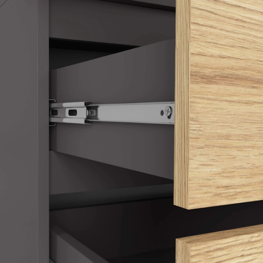 Skříň CLP S 90 cm 2 dveře 2 zásuvky grafitově šedá/dub artisan