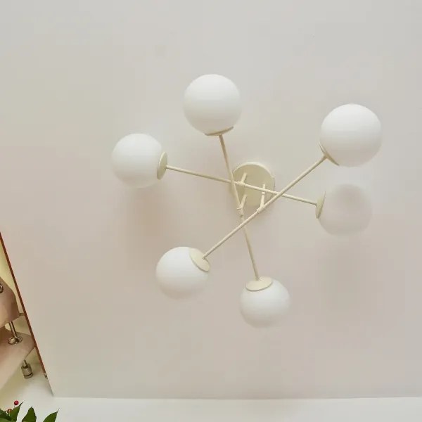 Prisadené stropné svietidlo MOON 6xE27/15W/230V krémové