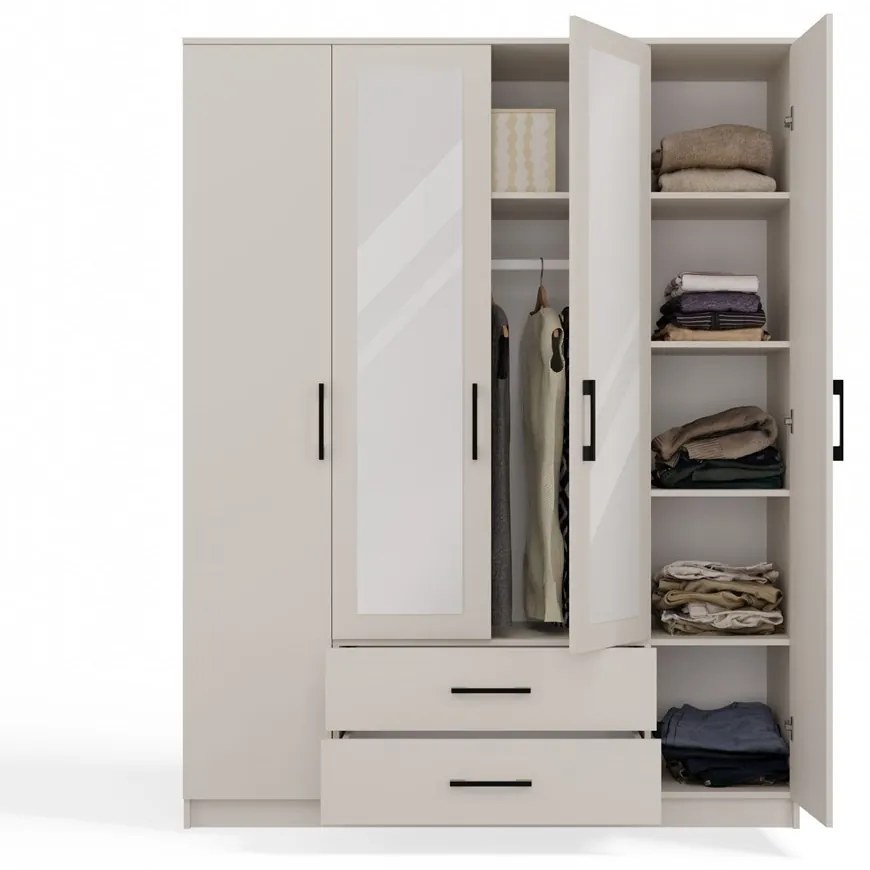 Šatníková skriňa Romana 160 cm so zrkadlom kašmír