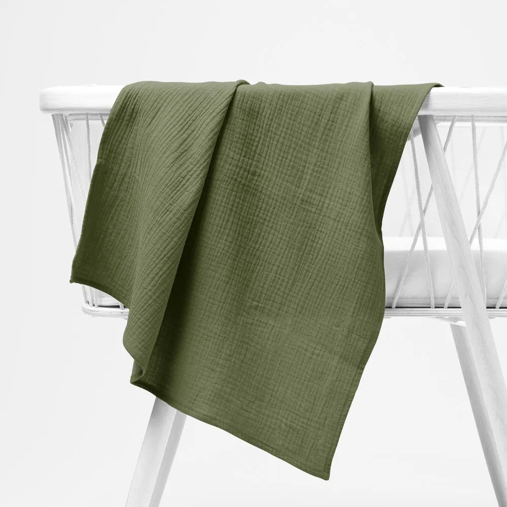 Biante Mušelínová plienka/dečka Nature MSN-022 Tmavá olivovo zelená - ZVÝHODNENÁ SADA 3 KS 100x100 cm - Sada 3 ks