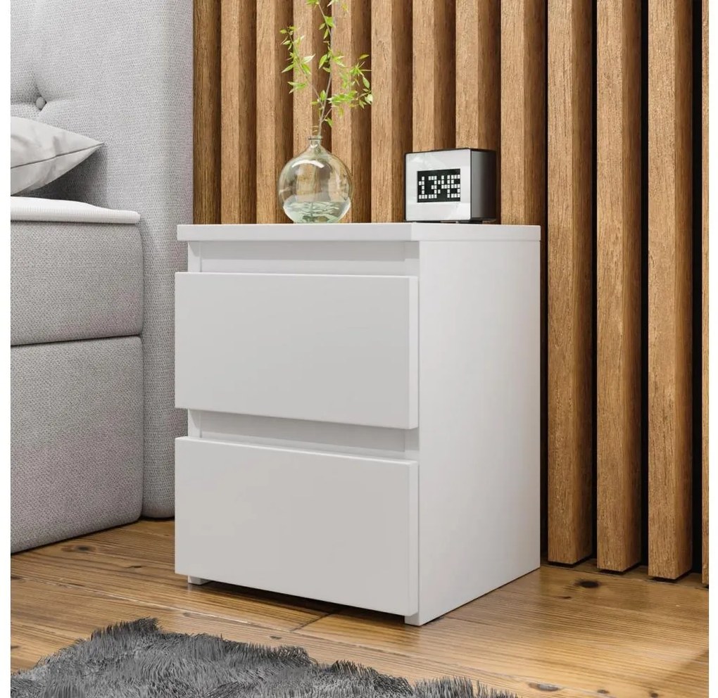 Nočný stolík MALWA 40x30 cm lesklá biela