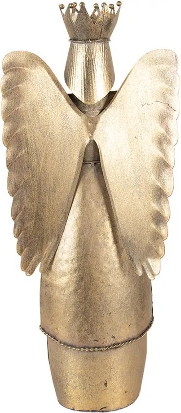 Zlatá antik kovová dekorácia anjel Christmas Angel - 17*10*39 cm
