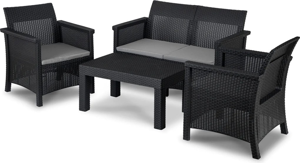Záhradný set BRENTA, čierna/sivá