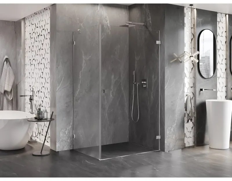 Mexen Lunar-B, pravostranný výklopný sprchový kút 100 x 70 cm, 8mm číre sklo, chrómový profil, 832-100-070-01-00-P