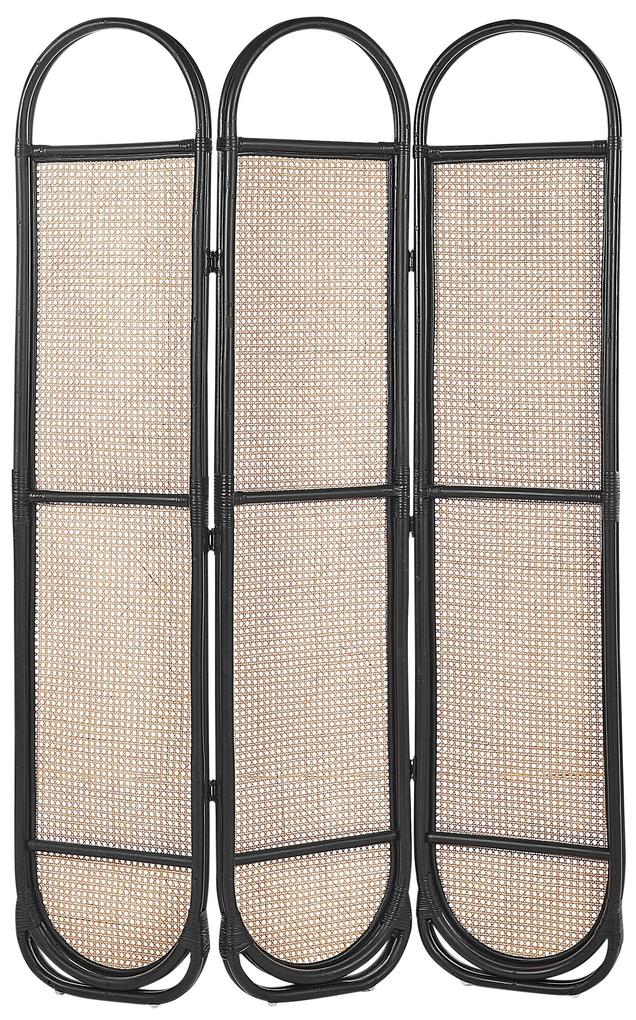 3-dielny skladací ratanový paraván 118 x 180 cm prírodná/čierna CORTONA Beliani