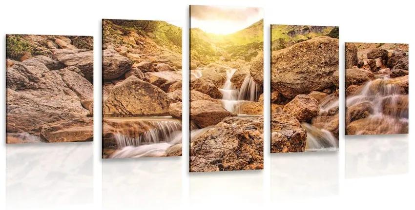 5-dielny obraz vysokohorské vodopády Varianta: 100x50