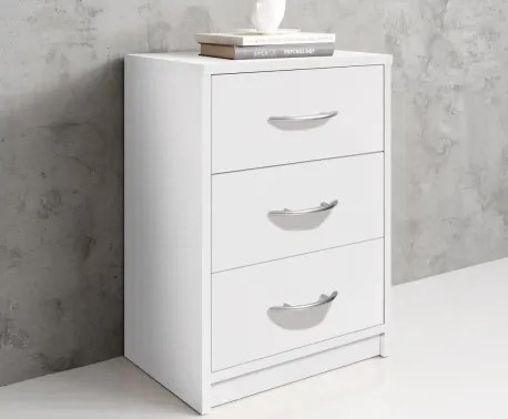 Nočný stolík s 3 zásuvkami Pepe, biely%