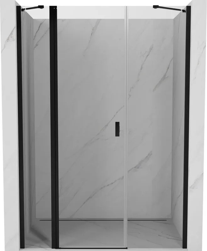 Mexen, Mexen Mist Otočné sprchové dvere 145 cm, priehľadné, čierne - 8A4-145-001-70-00
