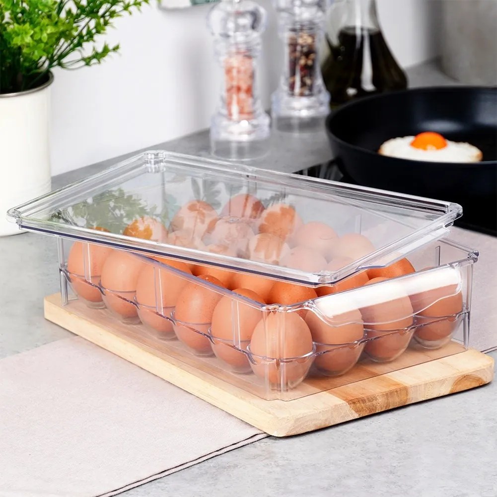 VILDE Úložný box na vajíčka, organizér na 24ks vajec, akryl transparentný