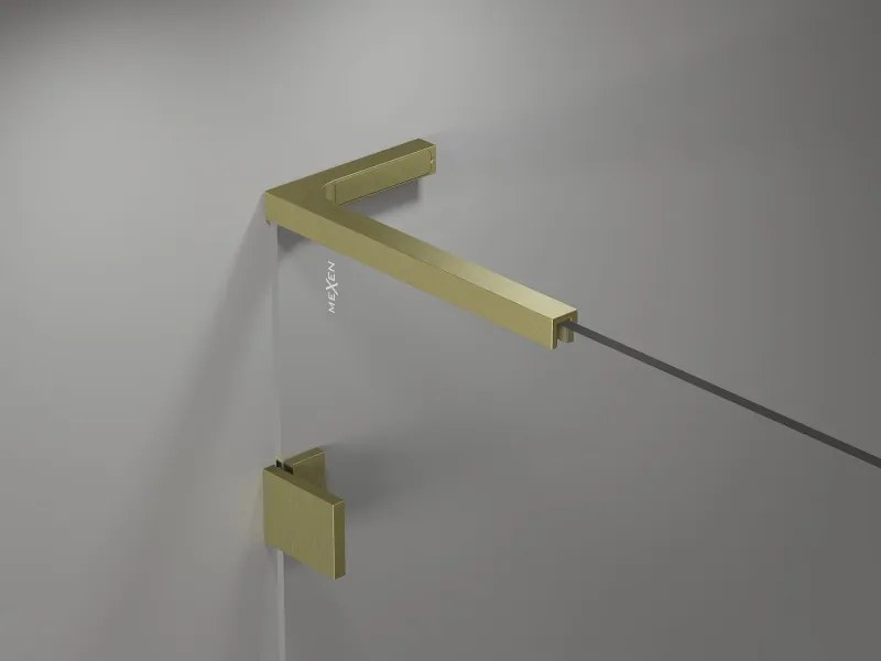 Mexen Lunar, L Duo výklopný sprchový kút 120 x 85 cm, 8mm číre sklo, zlatý matný profil, 834L-120L-085P-55-00
