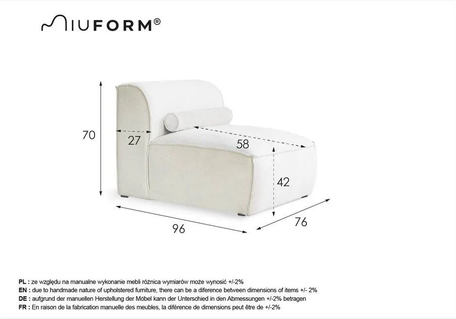 Biely modul pohovky (stredový diel) Flex Felix – Miuform