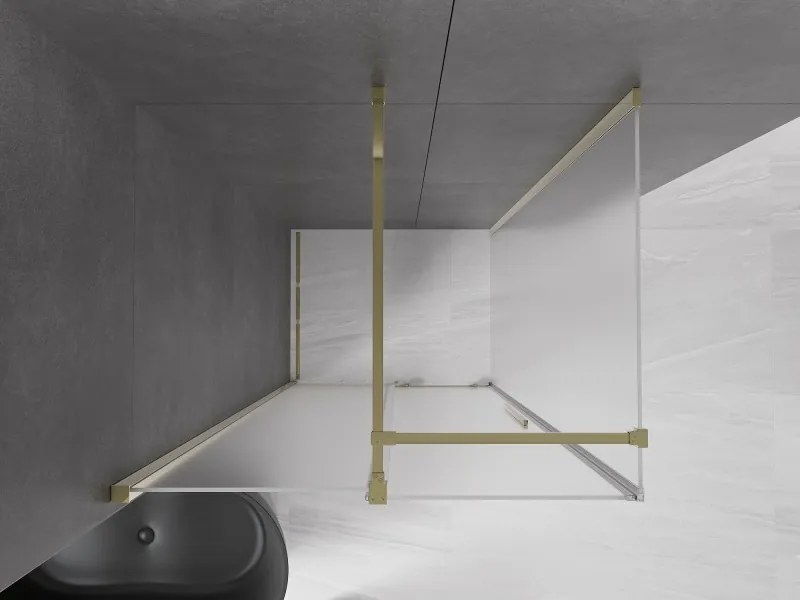 Mexen Velar, sprchový kút s posuvnými dverami 130 x 80 cm, 8mm sklo námraza, zlatá lesklá, 871-130-080-31-50