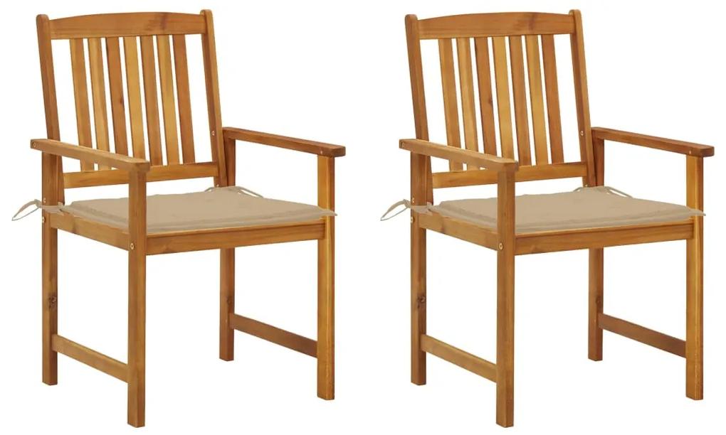 Záhradné stoličky s podložkami 2 ks, akáciový masív 3061173