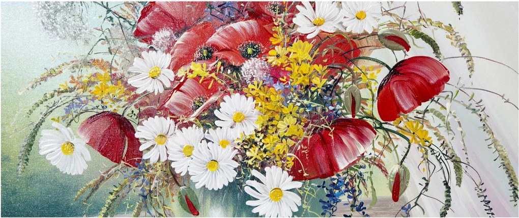 Obraz vázy s divokými kvetmi (120x50 cm)