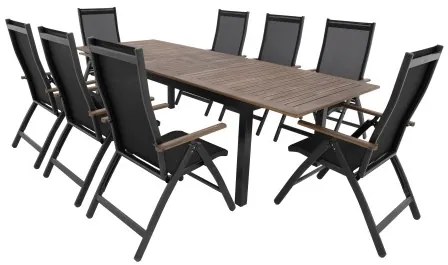Doppler EXPERT WOOD Plus - záhradná hliníková sedacia súprava 8+1