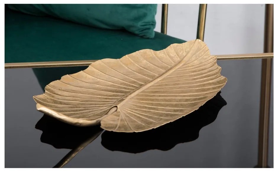 Dekorácia v zlatej farbe Mauro Ferretti Leaf, 35,5 × 23 cm