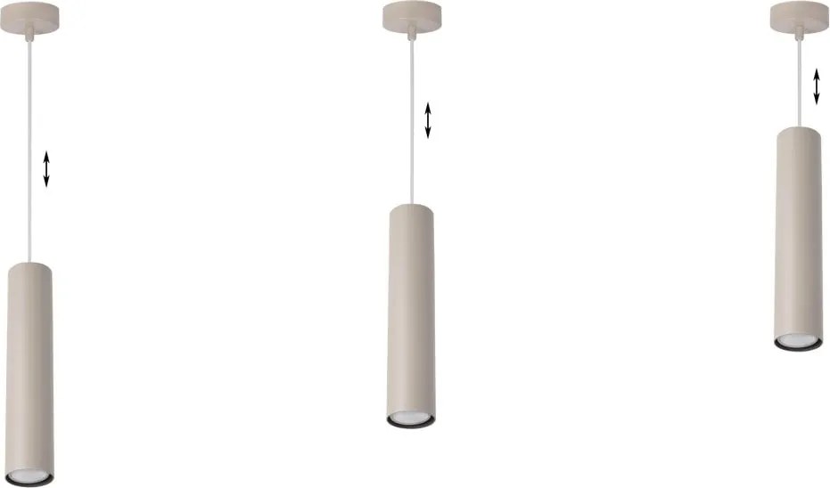 Závesné svietidlo Tuba, 1x béžové kovové tienidlo