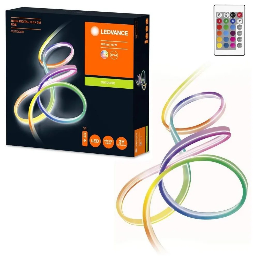 Ledvance - LED RGB Stmievateľný vonkajší pásik FLEX 3m LED/15W/230V IP44 + DO P224682