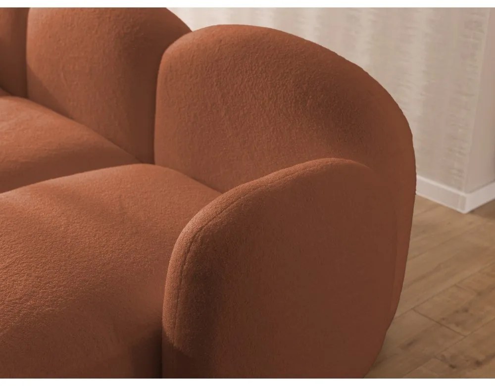 Terakotová rohová pohovka z textílie buklé (do tvaru "U") Orbit – Ropez