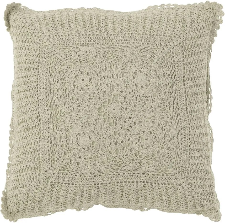 Svetlo zelený bavlnený vankúš s čipkou Lace green - 42*12*42cm