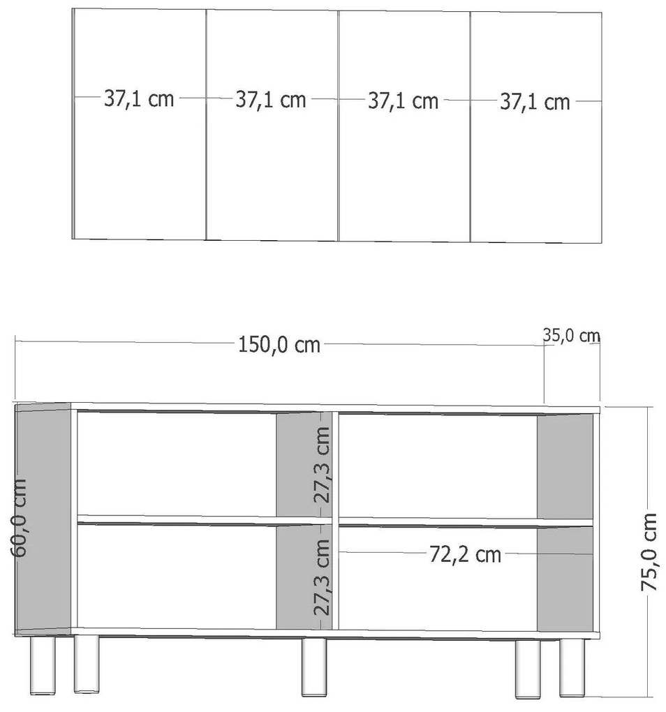 Komoda Moncici K (dub zafírový + biela). Akcia -19%. Vlastná spoľahlivá doprava až k Vám domov. 1127515