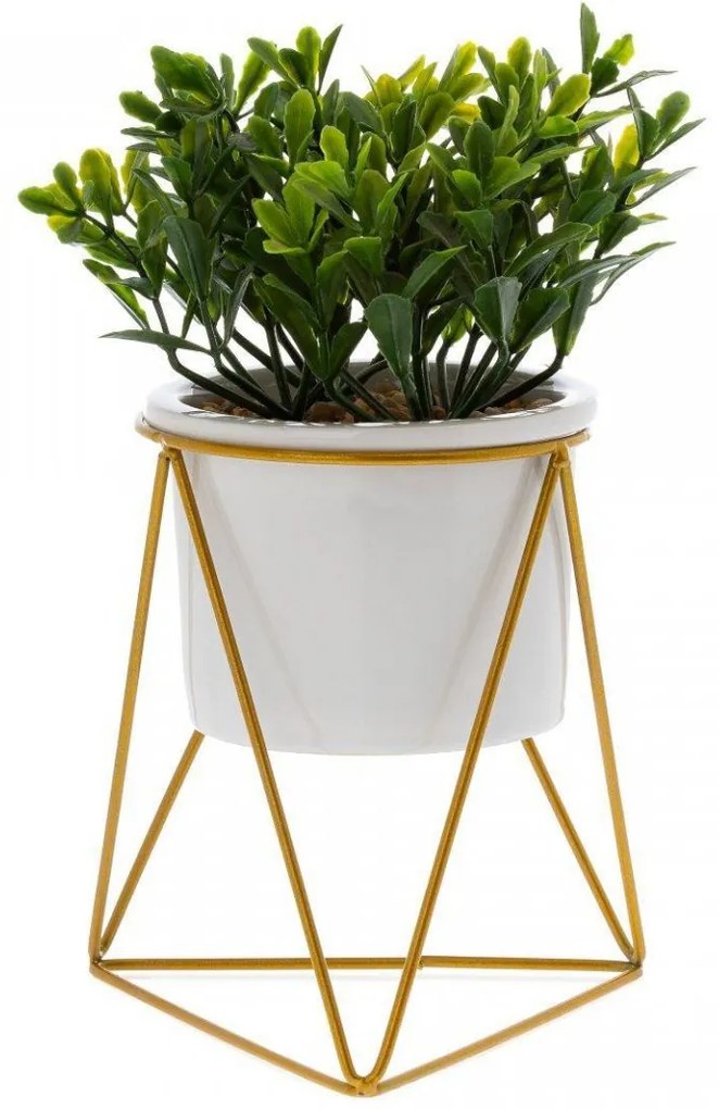 DekorStyle Kvetináč na stojane Sasya 15 cm biely/zlatý
