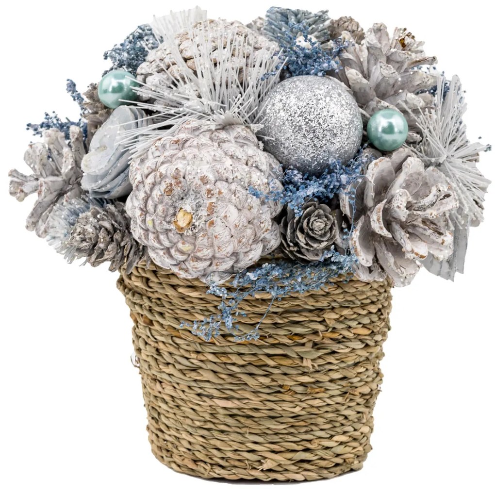 Magic Home Vianočná dekorácia ikebana, výška: 19 cm, krémová