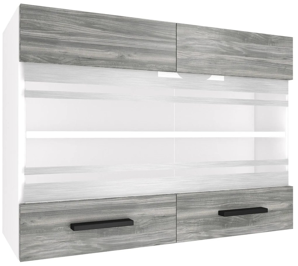 Kuchynská skrinka Belini horná 80 cm šedý antracit Glamour Wood  TOR SGW80/3/WT/GW1/0/B1