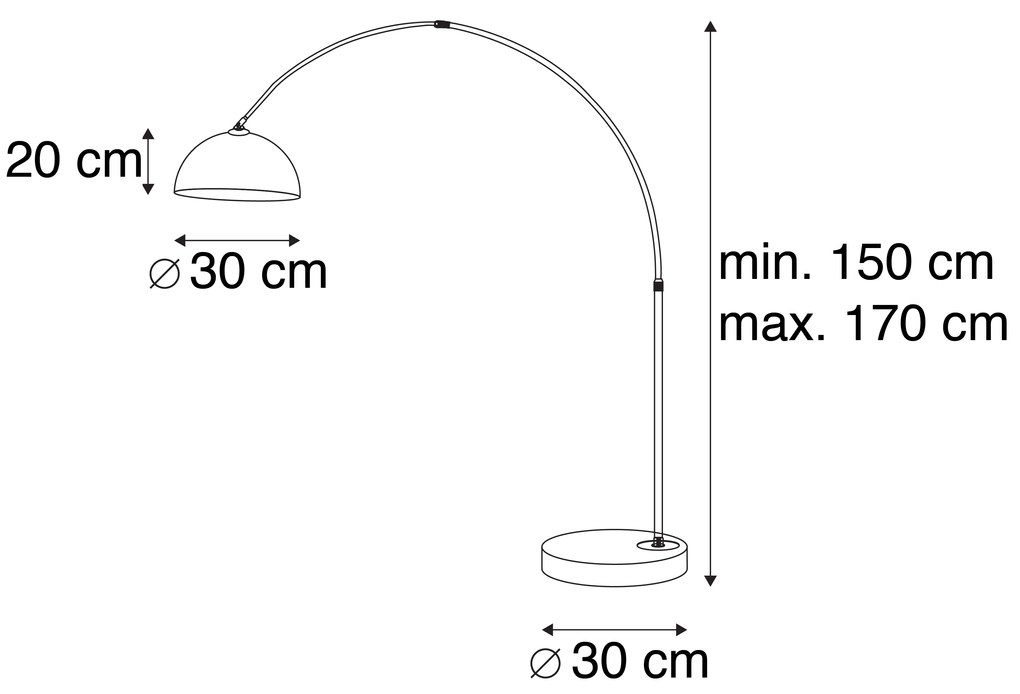 Inteligentná oblúková lampa chrómová s bielym tienidlom vrátane Wifi A60 - Arc Basic