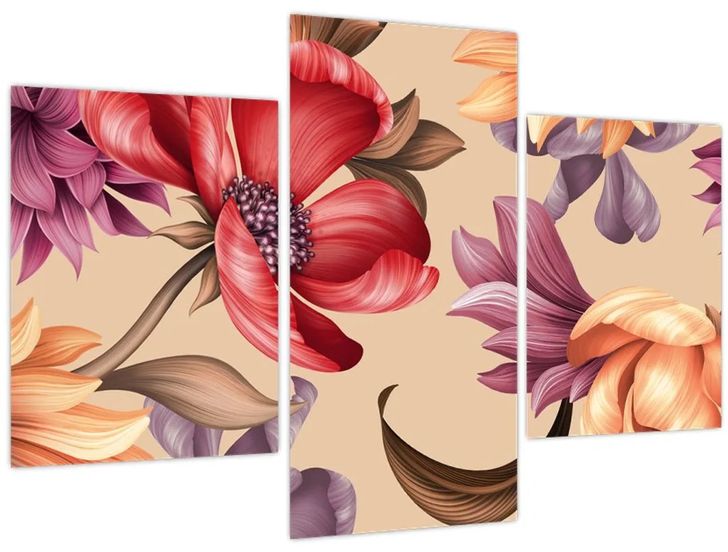 Obraz - Vintage kvety (90x60 cm)