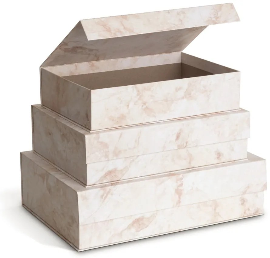 Béžové kartónové úložné boxy v súprave 3 ks s vekom 42,5x29,5x13 cm Kian Paper Laminate – Bigso