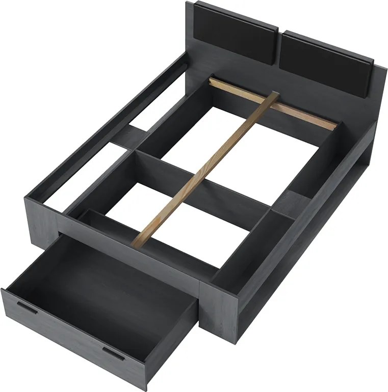 Posteľ 160x200 s čalúneným čelom Galaxy 51 - Dub carbon