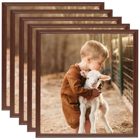 vidaXL Fotorámiky na stenu alebo stôl 5 ks hnedé 40x40 cm MDF-