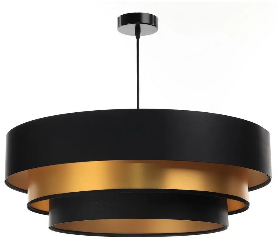 Luster na lanku TRINITI 1xE27/60W/230V čierna/zlatá