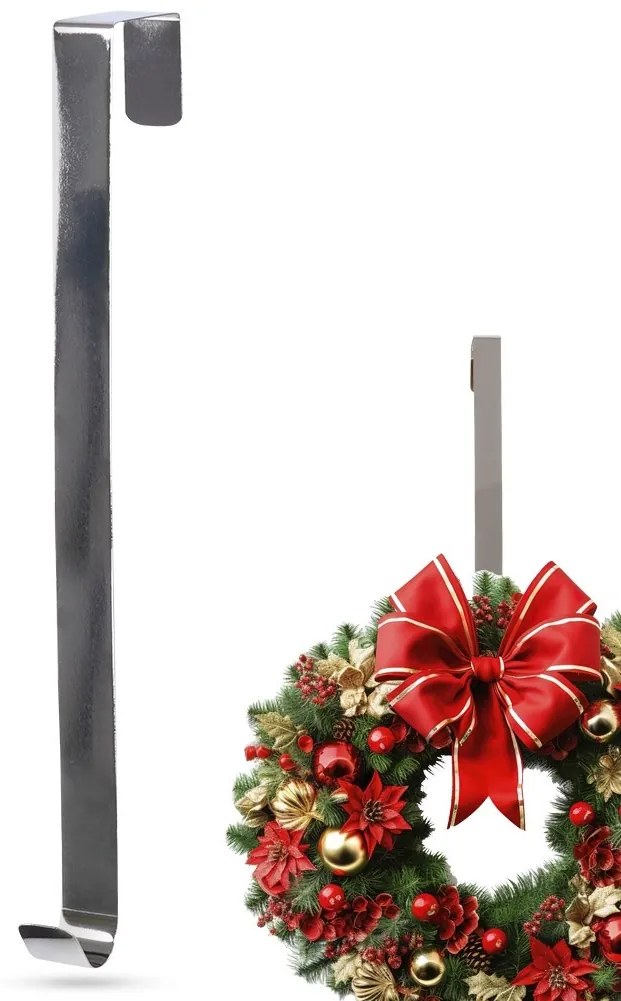 VILDE Háček na věnce nebo jiné dekorace, stříbrný - 30 cm