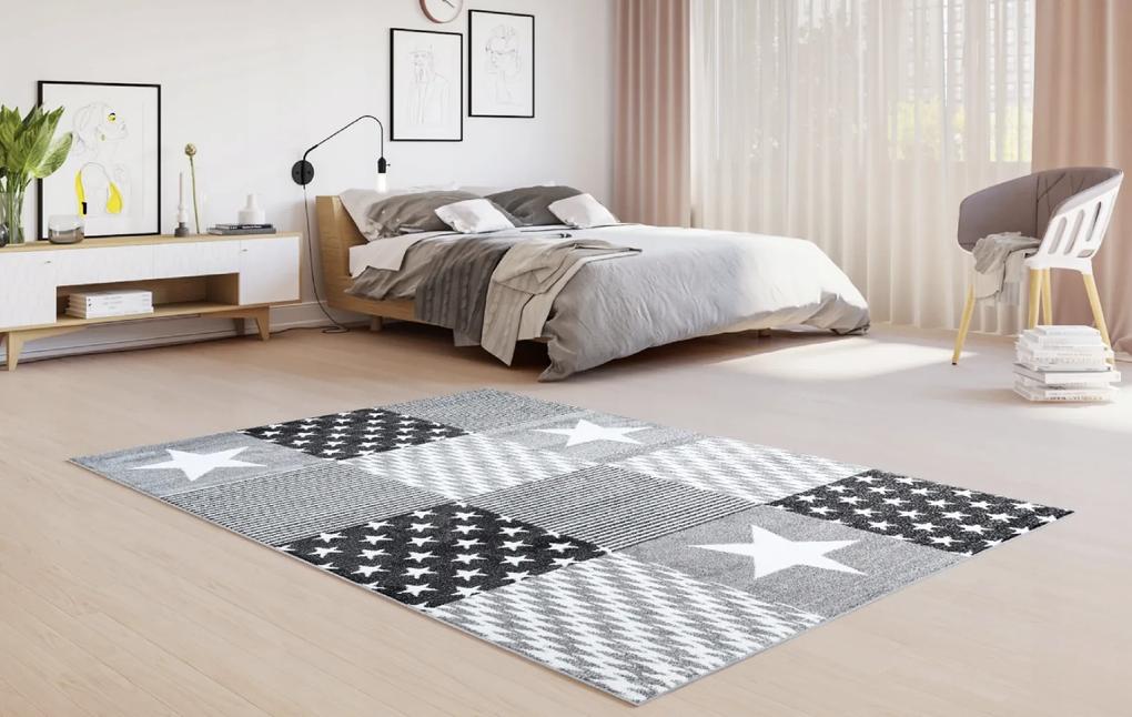 TA Detský koberec Lux šedý so vzorom Rozmer: 80x150 | BIANO