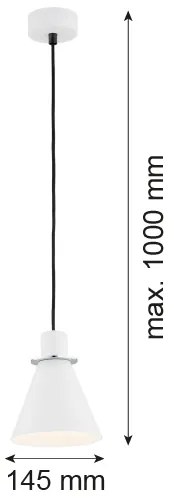 Argon 4681 - Luster na lanku BEVERLY 1xE27/15W/230V biela/lesklý chróm