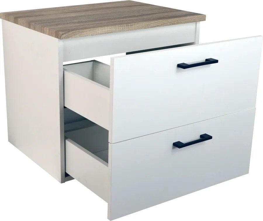 Comodo Kúpeľňová skrinka pod doskové umývadlo Agria NEW W 60-HD - biela/dub sonoma