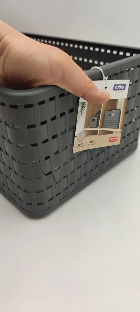 2. akosť - Plastový košík COUNTRY, rovný, antracit (11l - 33x24x16)