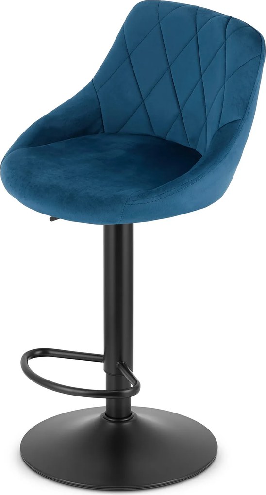 AKCIA Modrá barová stolička VELVET KAST s čiernou nohou II. akosť