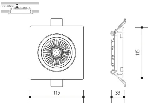 LED Podhľadové svietidlo LED/18W/230V 4000K 11,5x11,5 cm čierna