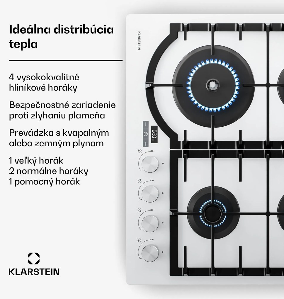 Klarstein Ignito plynová varná doska, 8 kW, liatinové rošty, časovač, regulácia teploty