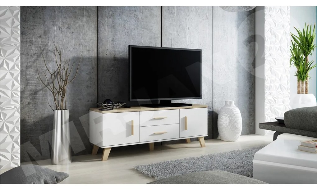 TV skrinka Sanna 140 2D2S RTV, Farby: wotan / wotan + čierny